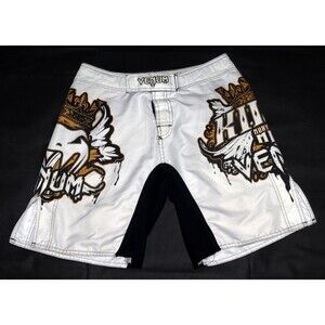 Venum Kings Fight Men's Muay Thai White Gold Graphic MMA Fight Shorts Size 31